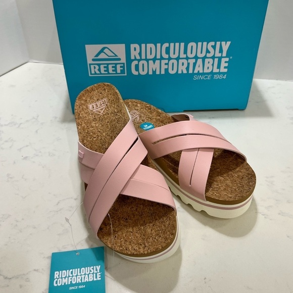 Reef Shoes - Reef Blush Pink Cork Slide Sandals